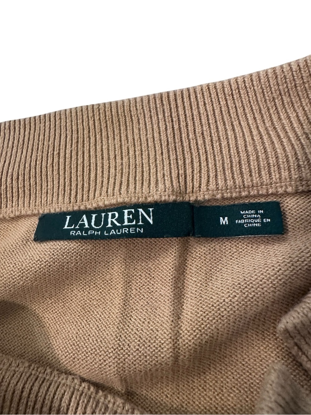 Lauren Ralph Lauren 100% Cotton Equestrian Boatneck Sweater Camel Size M - Picture 5 of 10